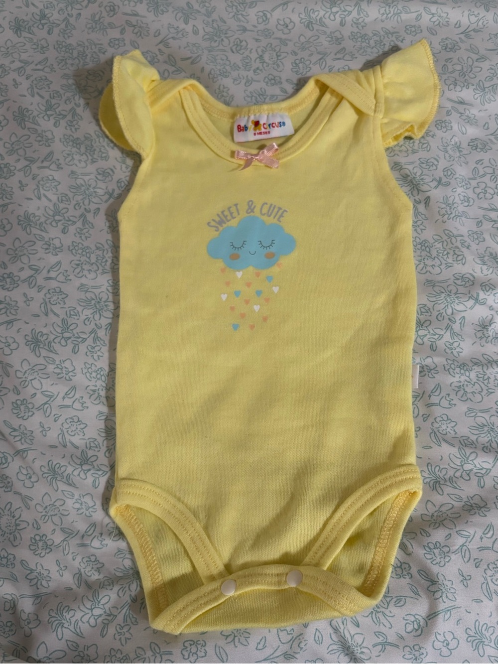 Yellow "Sweet & Cute" Cloud One-Piece Bodysuit